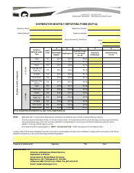 Document preview: Form BCP1A Distributor Monthly Reporting Form - Northwest Territories, Canada