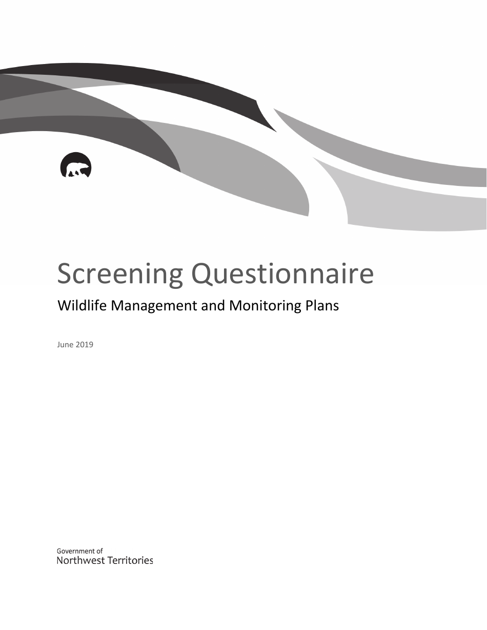Wildlife Management and Monitoring Plan Screening Questionnaire - Northwest Territories, Canada, Page 1