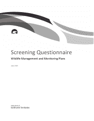 Document preview: Wildlife Management and Monitoring Plan Screening Questionnaire - Northwest Territories, Canada