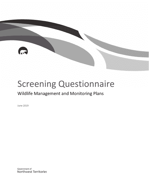 Wildlife Management and Monitoring Plan Screening Questionnaire - Northwest Territories, Canada Download Pdf