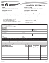Document preview: Form 1 (NWT9030) Hazardous Waste Generator Registration Form - Northwest Territories, Canada (English/French)