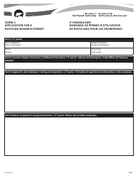 Document preview: Form 3 (NWT8984) Application for a Pesticide Business Permit - Northwest Territories, Canada (English/French)