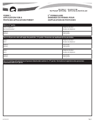 Document preview: Form 1 (NWT8983) Application for a Pesticide Application Permit - Northwest Territories, Canada (English/French)