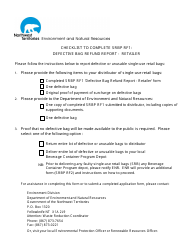 Document preview: Form SRBP RF1 Defective Bag Refund Report - Retailer - Northwest Territories, Canada
