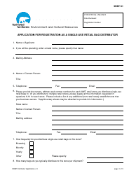 Form SRBP D1 Application for Registration as a Single-Use Retail Bag Distributor - Northwest Territories, Canada