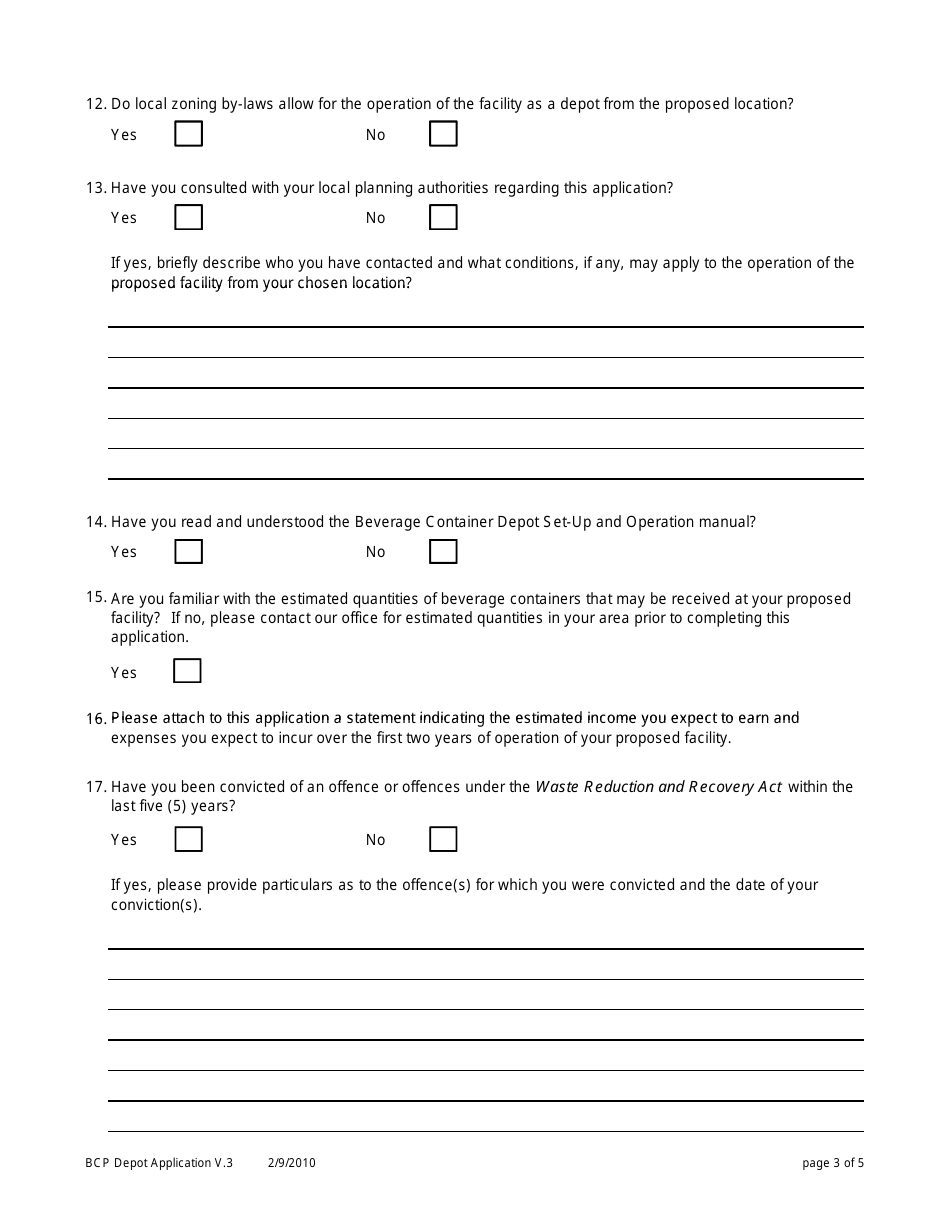 Application for a Beverage Container Depot Licence - Northwest Territories, Canada, Page 3