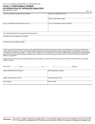 Document preview: Form CEM-2006 Legally Responsible Person Authorization of Approved Signatory - California