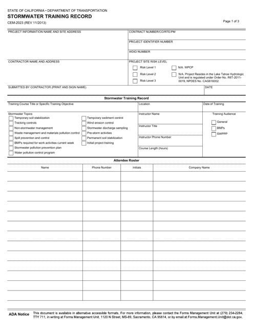 Form CEM-2023  Printable Pdf