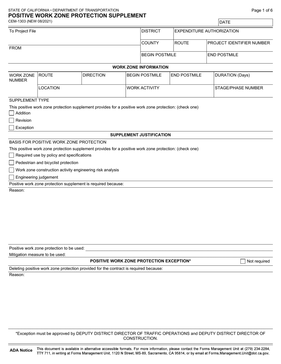 Form CEM-1303 - Fill Out, Sign Online and Download Fillable PDF ...