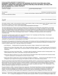 Document preview: Form CEM-1906 Agreement Between a Contractor Working on State Facilities and a Real Property Owner for Disposing Construction-Related Material Suitable for Use on Residential Zoned Property - California