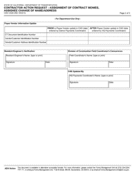 Form CEM-1202B Contractor Action Request - Assignment of Contract Monies, Assignee Change of Name/Address - California, Page 2