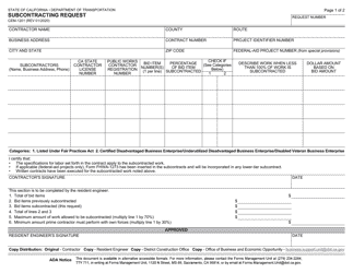 Document preview: Form CEM-1201 Subcontracting Request - California