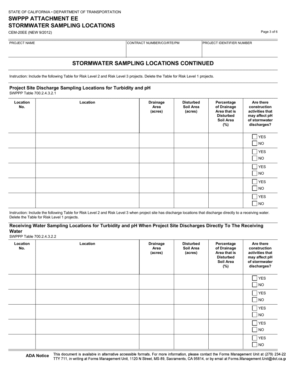 Form CEM-20EE Attachment EE Stormwater Sampling Locations - California, Page 3