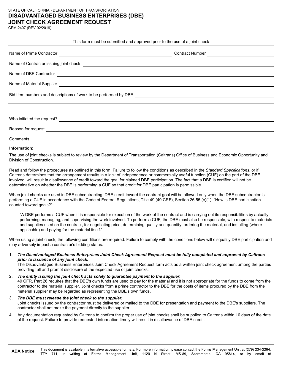 Form CEM2407 Fill Out, Sign Online and Download Fillable PDF