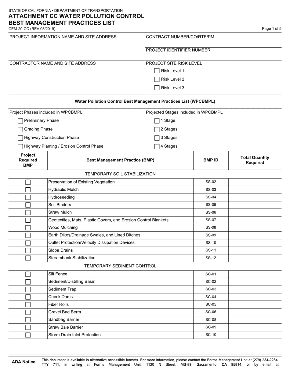 Form CEM-20-CC Attachment CC - Fill Out, Sign Online and Download ...