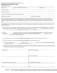 Document preview: Form CEM-2702 Overrun in Contract Time - California