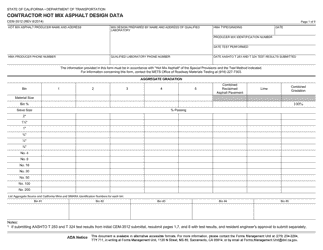Form CEM-3512 Contractor Hot Mix Asphalt Design Data - California