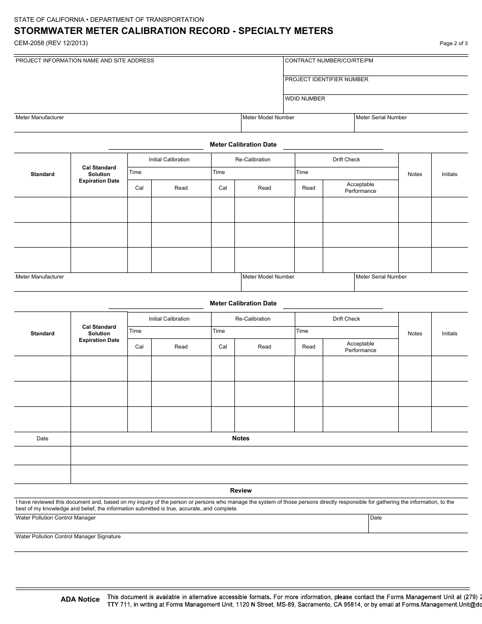 Form CEM-2058 - Fill Out, Sign Online and Download Fillable PDF ...