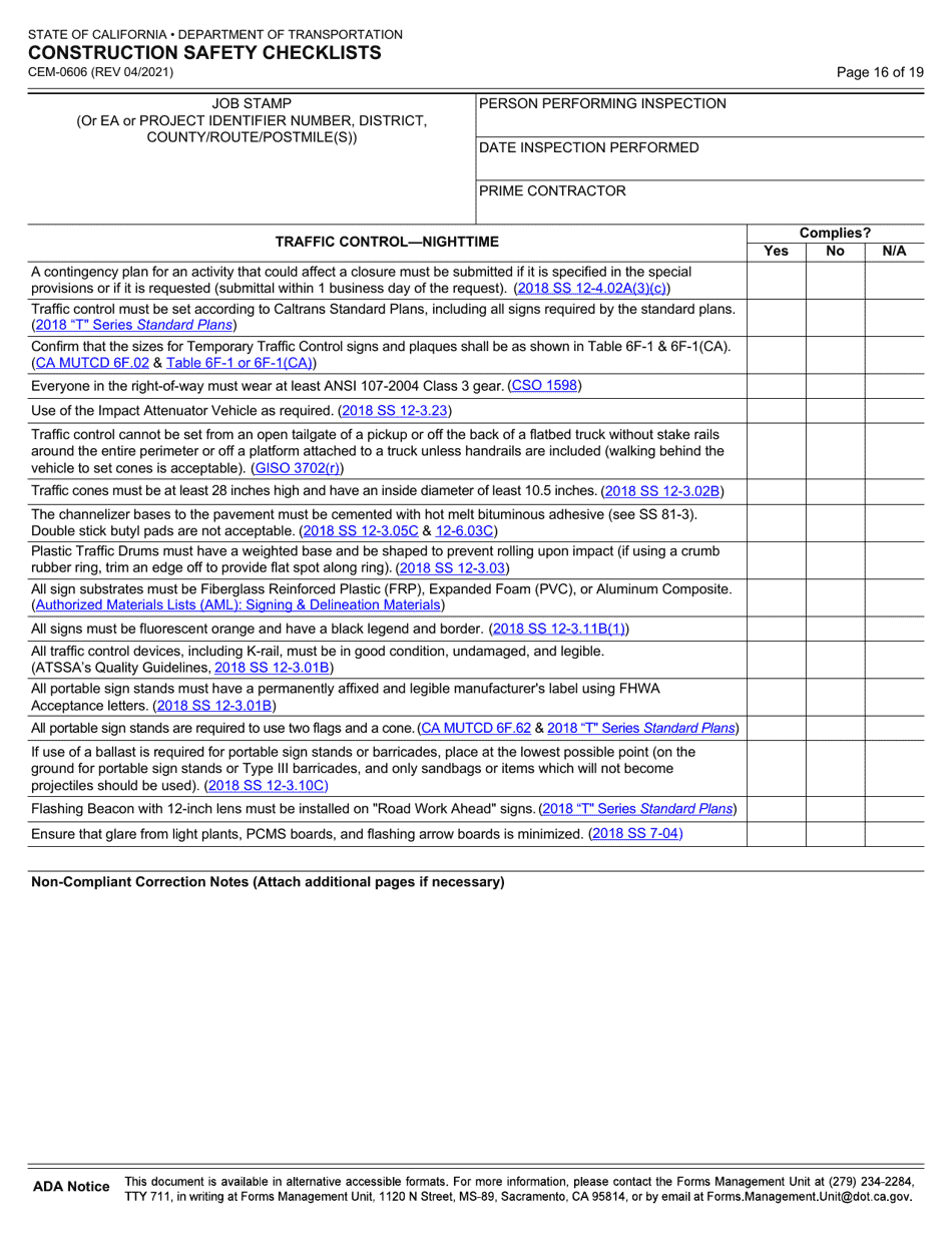 Form CEM-0606 Construction Safety Checklists - California, Page 17