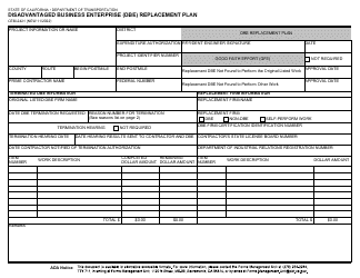 Form CEM-2421 Disadvantaged Business Enterprise (Dbe) Replacement Plan - California
