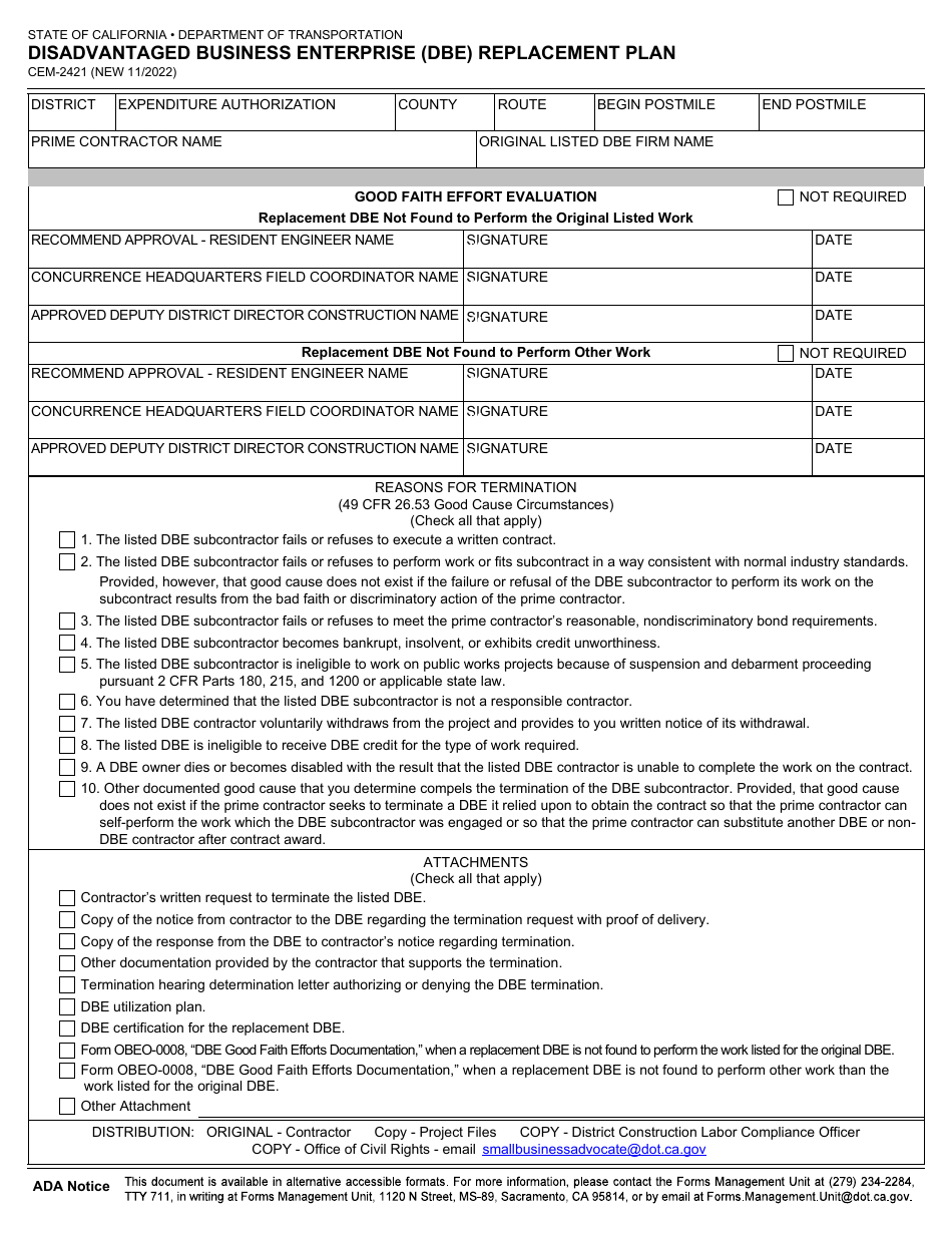 Form CEM-2421 - Fill Out, Sign Online and Download Fillable PDF ...