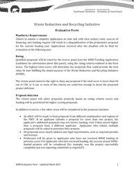 Evaluation Form - Waste Reduction and Recycling Initiative - Northwest Territories, Canada