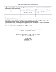 South Carolina Nurse Aide Training Program Application - South Carolina, Page 4