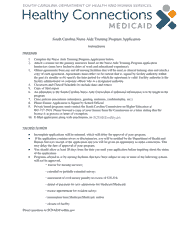 Document preview: South Carolina Nurse Aide Training Program Application - South Carolina