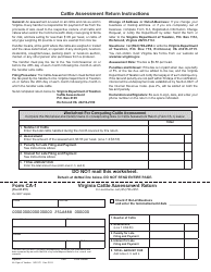 Document preview: Form CA-1 Virginia Cattle Assessment Return - Virginia