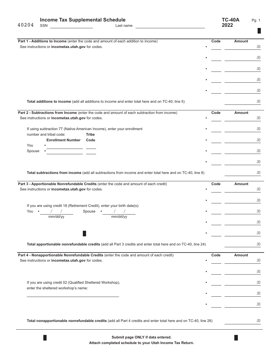Form TC40 2022 Fill Out, Sign Online and Download Fillable PDF