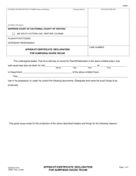 Document preview: Form VN001 Affidavit/Certificate/ Declaration for Subpoena Duces Tecum - County of Ventura, California