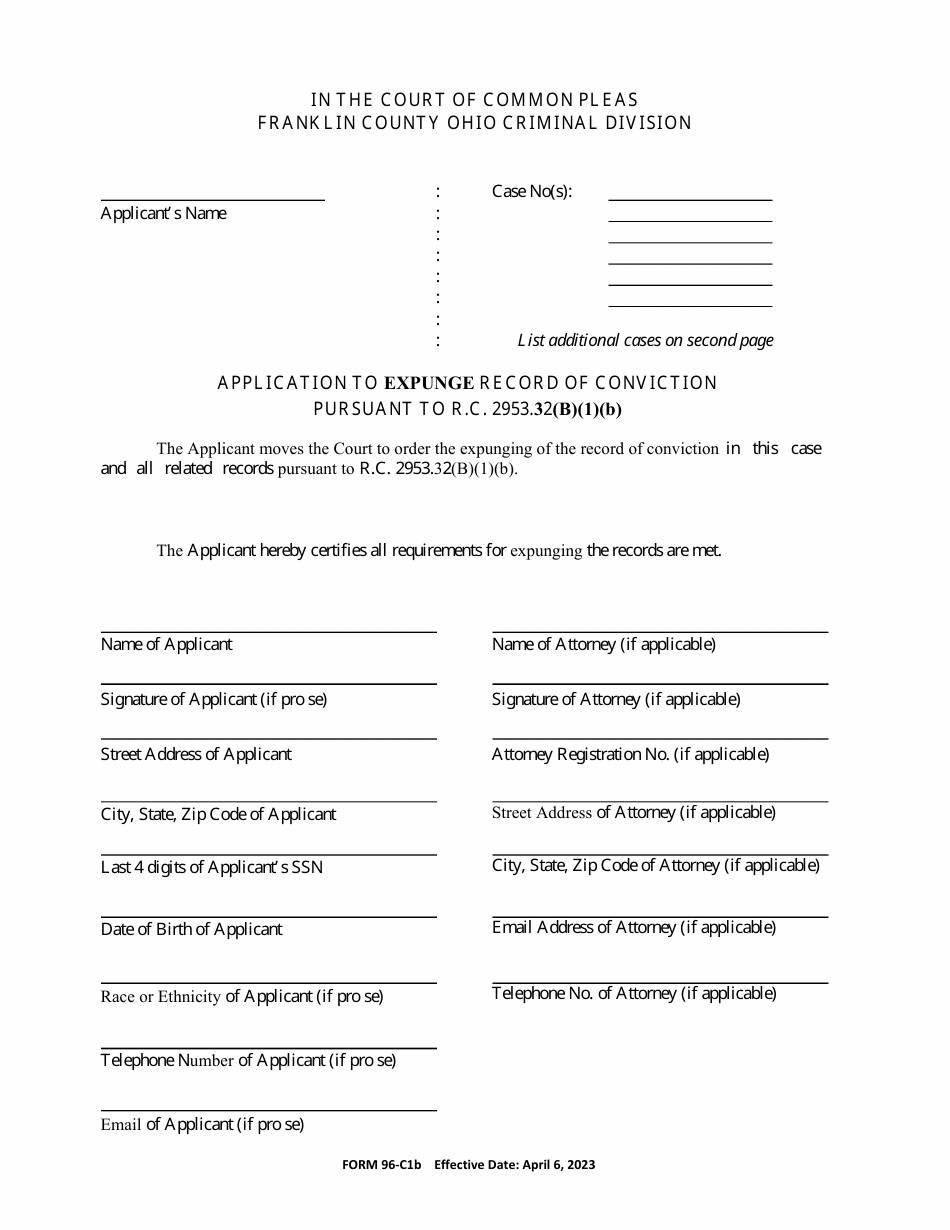 Form 96-C1B - Fill Out, Sign Online and Download Fillable PDF, Franklin ...