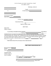 Document preview: Capias for Judgment Debtor - Franklin County, Ohio