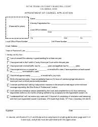 Document preview: Appointment of Counsel Application - Franklin County, Ohio