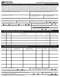 Document preview: PS Form 2025 Contract Personnel Questionnaire