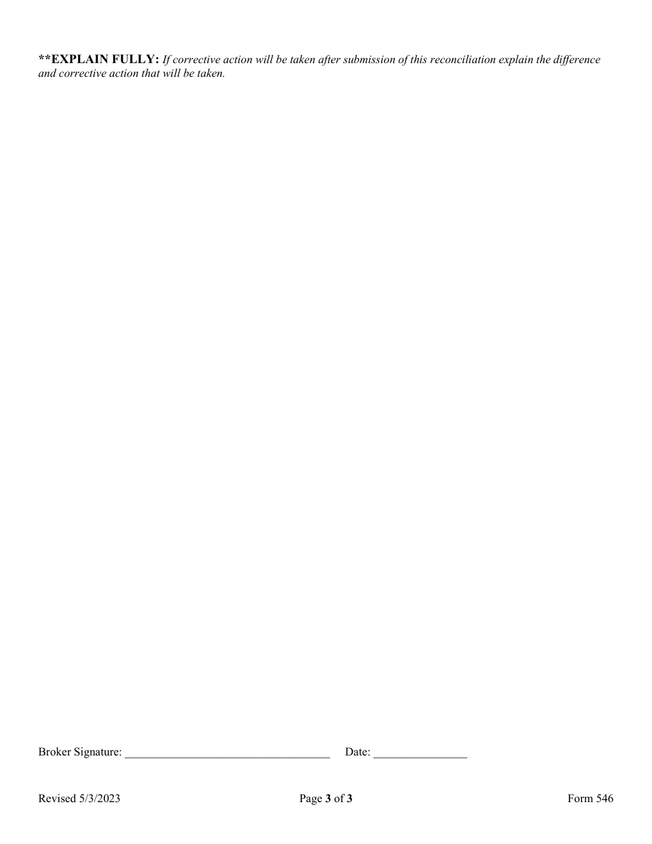 Form 546 Trust Account Reconciliation - Nevada, Page 3