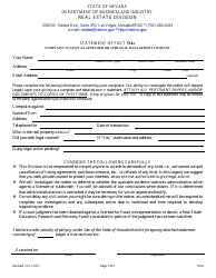 Form 514C Statement of Fact 514c - Complaint Against an Appraiser or Appraisal Management Company - Nevada