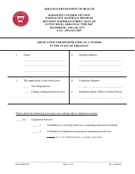Document preview: RC Form 801 Application for Registration as a Vendor in the State of Arkansas - Arkansas