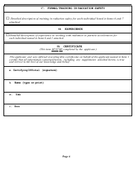 Application for Particle Accelerator License Academic, Insustrial, Industrial Radiography, Wireline Services - Arkansas, Page 4