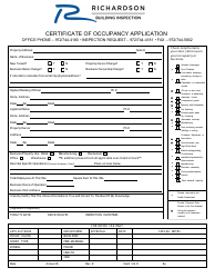 Document preview: Certificate of Occupancy Application - City of Richardson, Texas