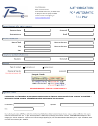 Document preview: Authorization for Automatic Bill Pay - City of Richardson, Texas