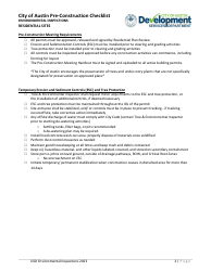 Pre-construction Meeting Handout (Residential Sites) - City of Austin, Texas, Page 2