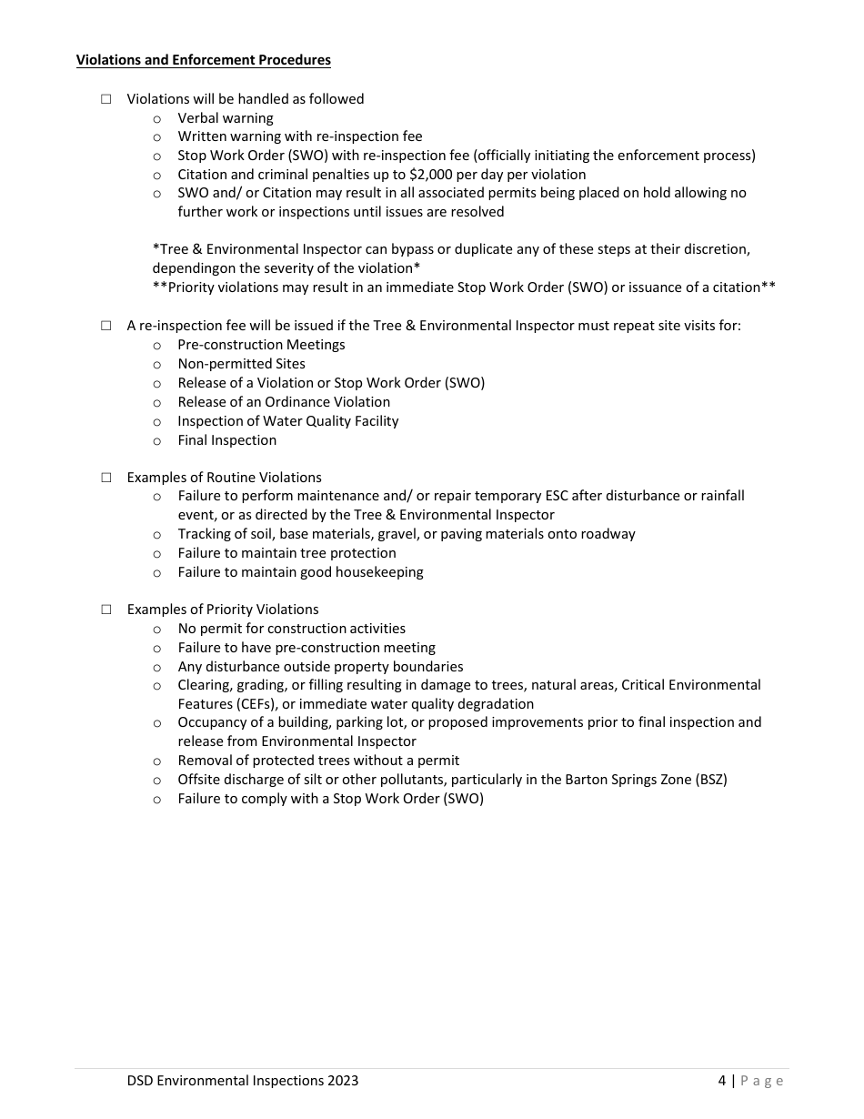 Pre-construction Meeting Handout (Residential Sites) - City of Austin, Texas, Page 4