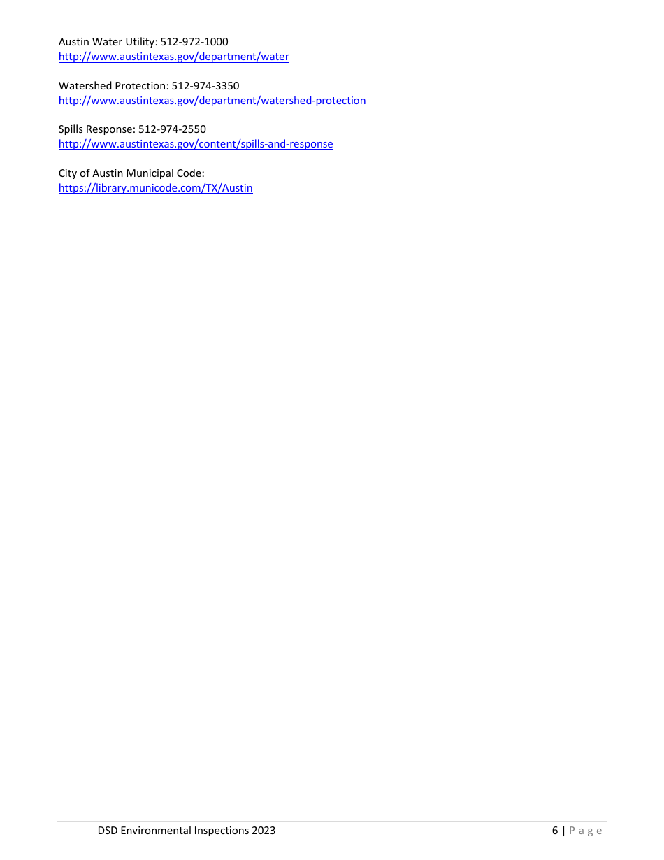 Pre-construction Meeting Handout (Residential Sites) - City of Austin, Texas, Page 6