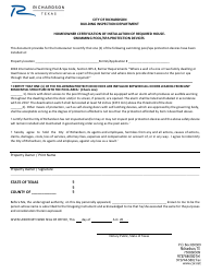 Homeowner Certification of Installation of Required Houseswimming Pool/SPA Protection Devices - City of Richardson, Texas, Page 3