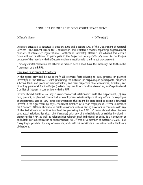 Conflict of Interest Disclosure Statement - Washington, D.C. Download Pdf