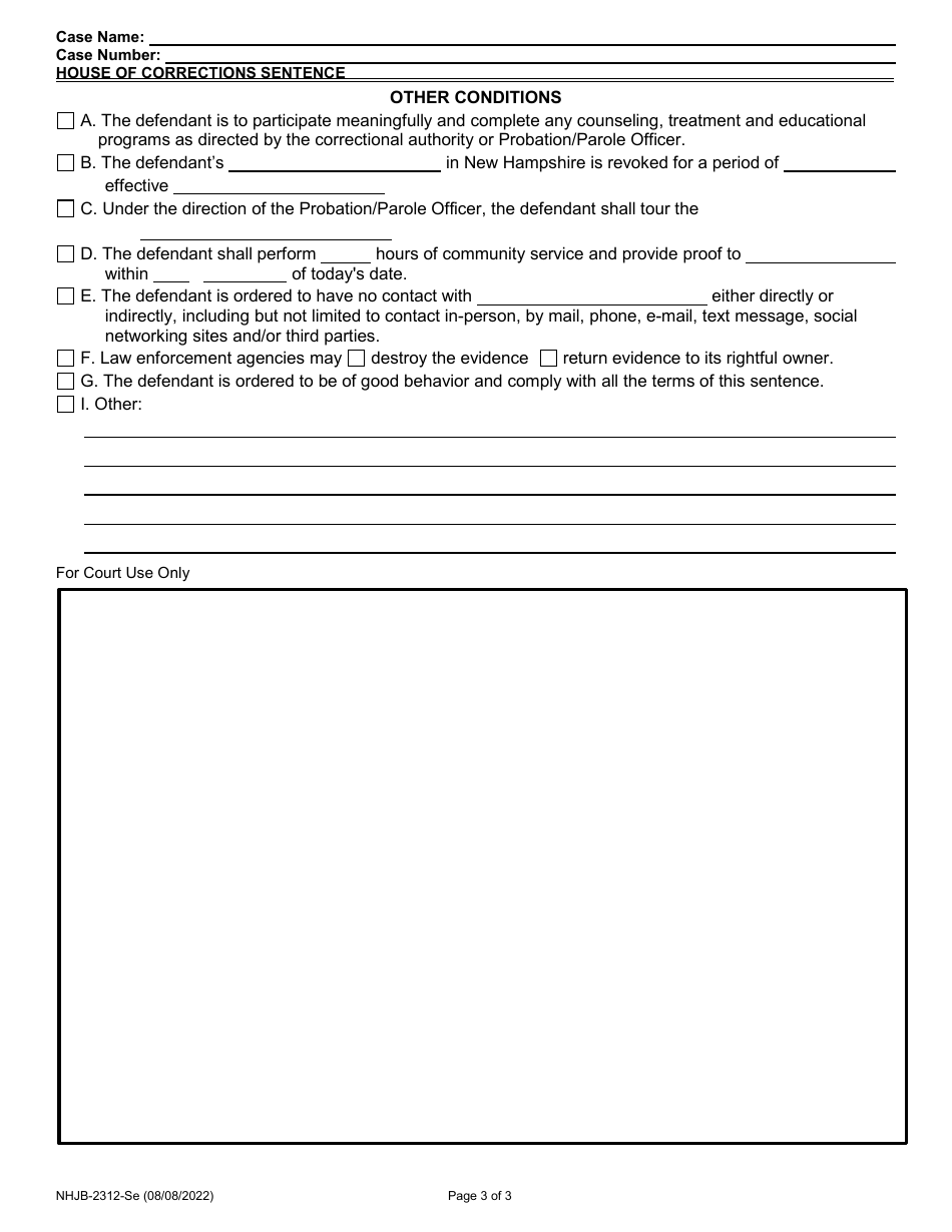 Form NHJB-2312-SE House of Corrections Sentence - New Hampshire, Page 3