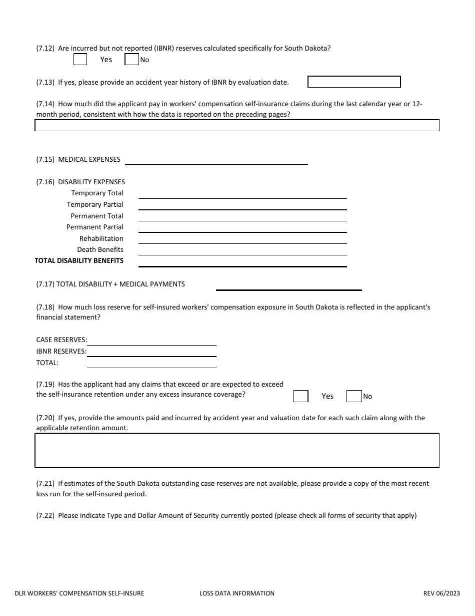 Application to Self-insure Workers Compensation Liabilities - South Dakota, Page 14