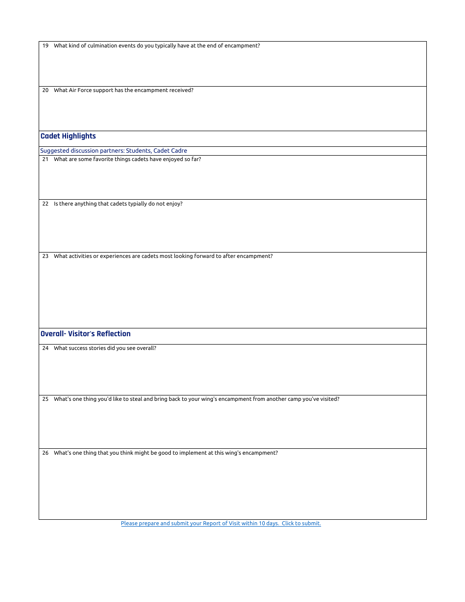 Encampment Visitor Strategy Exchange Form, Page 3