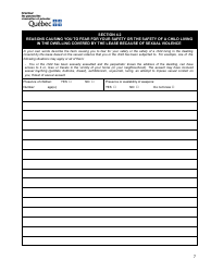 Request for an Attestation for the Purpose of Resiliating a Lease on Grounds of Sexual Violence, Spousal Violence or Violence Towards a Child Living in the Dwelling Covered by the Lease - Quebec, Canada, Page 7